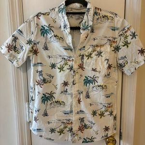 Tropical Print Button-Up